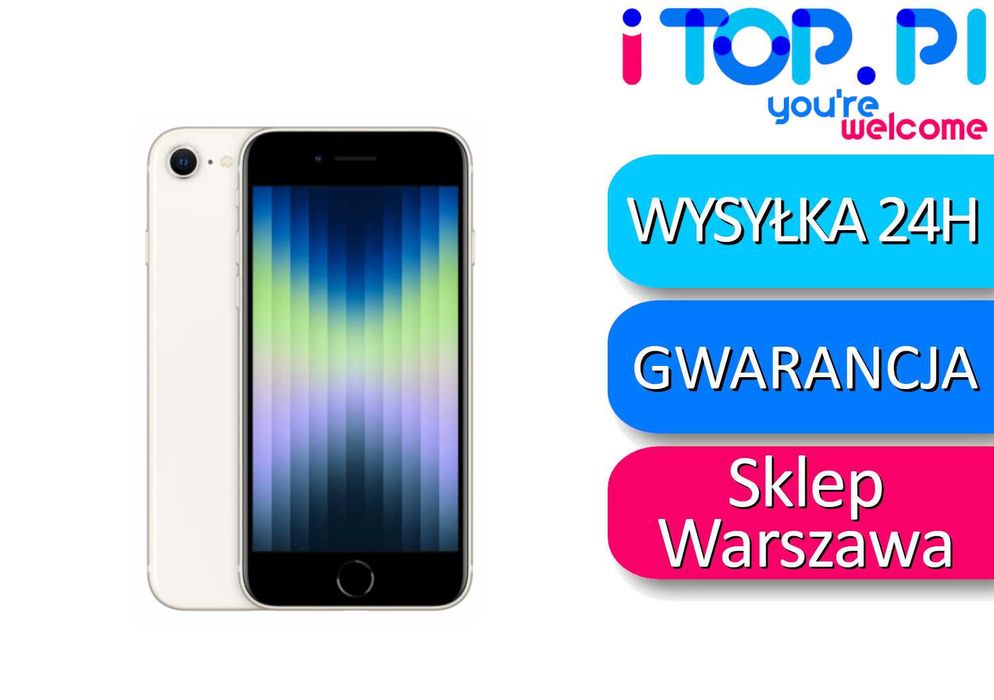 iPhone SE 2022 64gb Biały BATERIA 100% JAK NOWY Wa-wa Gwar. 12 mies.