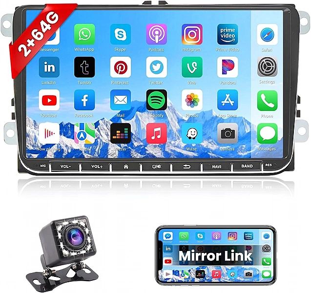 Radio samochodowe 9" Android 13 VW Golf 5/6 Seat Skoda Passat B6, B7/2