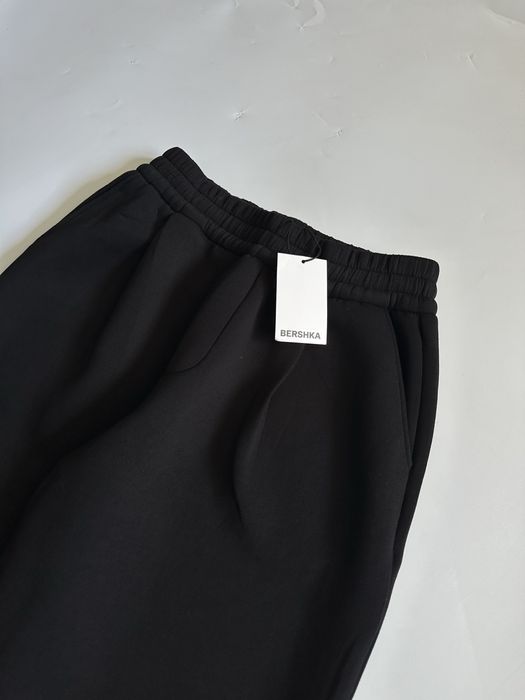 Широкі Чорні Штани Bershka із технічної Тканини Бершка Pants Baggy