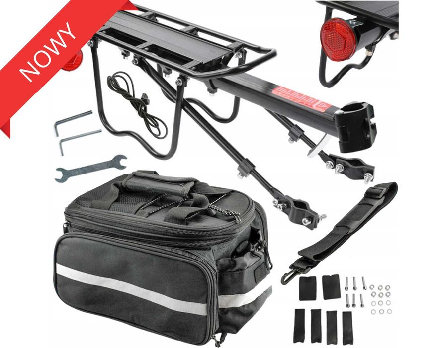 NOWA torba rowerowa + bagażnik aluminiowy uniwersalny ZESTAW mocny