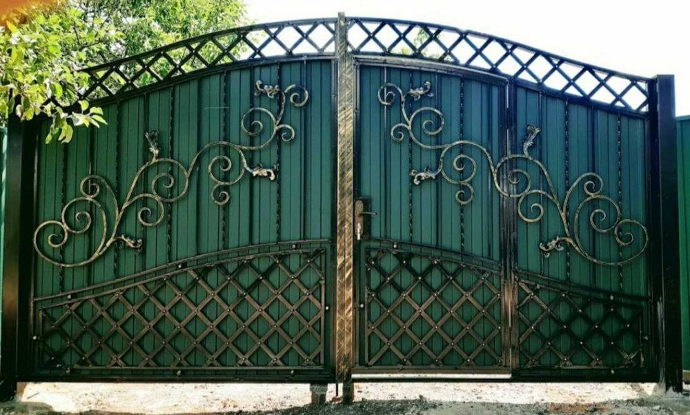 Ворота кованые, Откатные ворота, Металические заборы , Навесы под авто