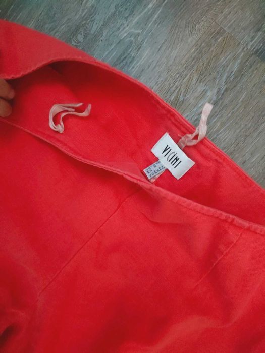 Vicini koralowe spodnie lniane r. 42