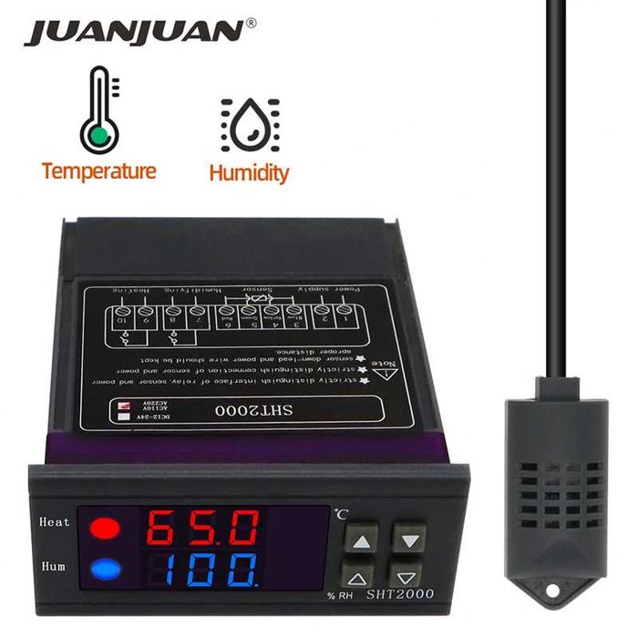 Терморегулятор SHT2000 вологості 0-100% та температури -20~+60°C 220В.