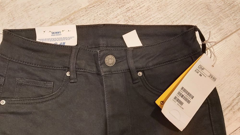 Spodnie czarne z h&m nowe skinny 26