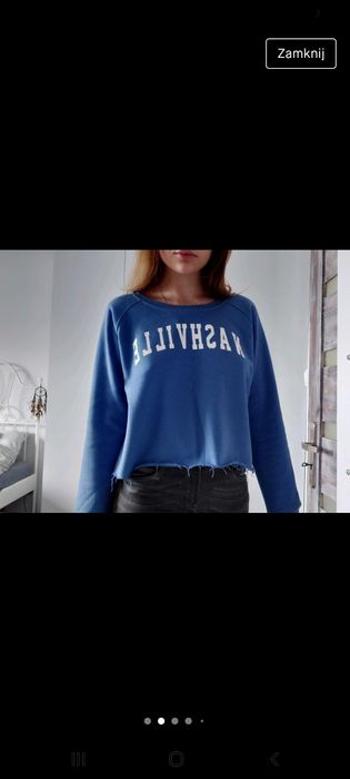 Ciepła bluza crop top błękitna Nashville sinsay oversize