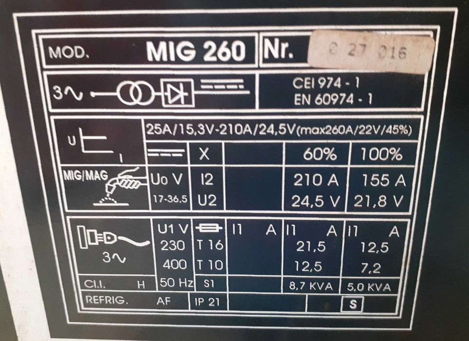 Máquina de soldar Electrex Mig 263 Compact