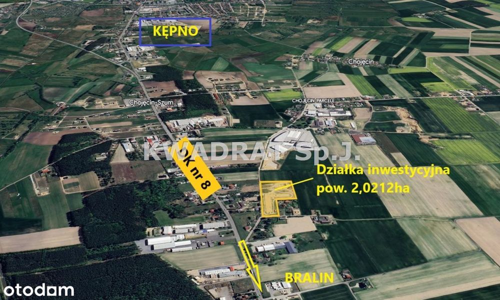 Działka inwestycyjna pow. 2,0212ha - Chojęcin