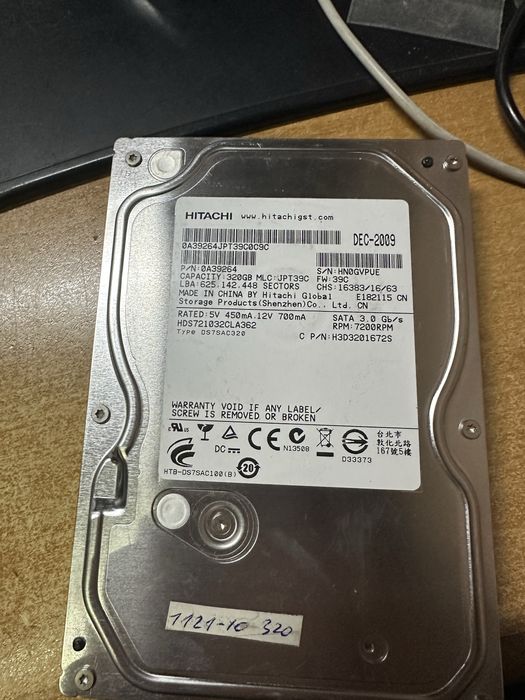 Жесткий диск Винчестер HDD 320 Gb / Гб  3.5" SATA3