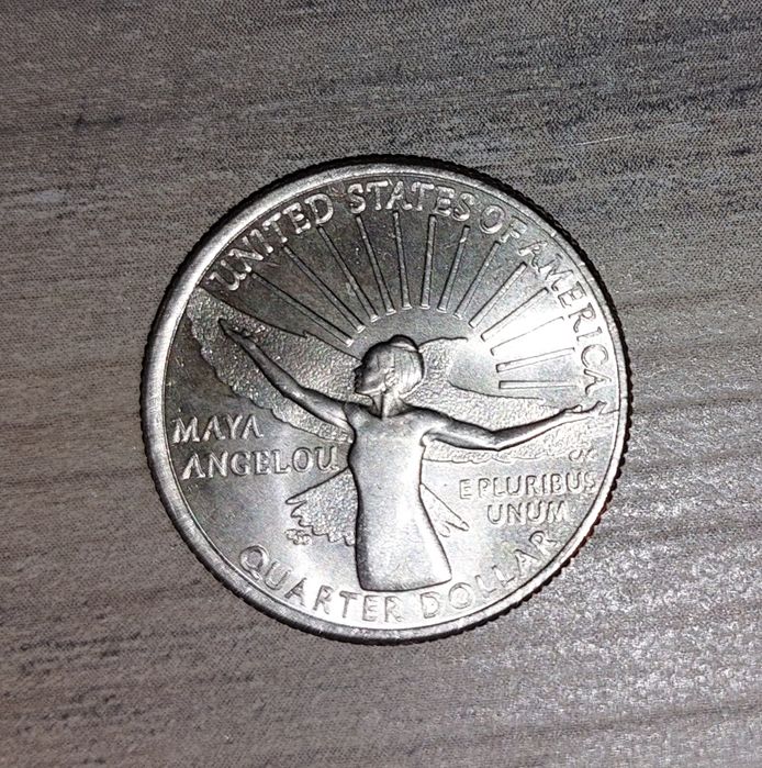 Moeda estrangeira de 1/4 Dollar Maya Angelou USA 2022P