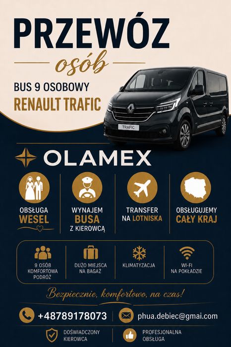 Bus 9 osobowy . Imprezy okolicznosciowe . Transfery lotniskowe