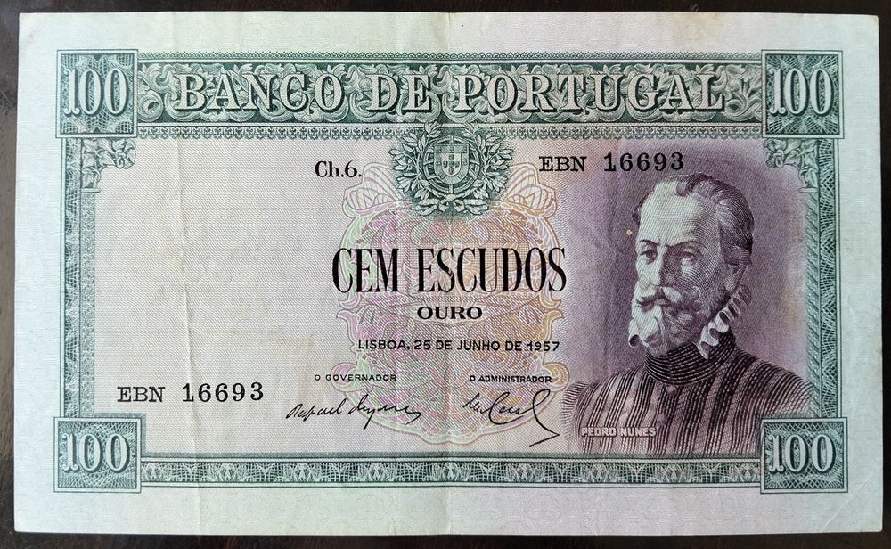 Lote 2 Notas 100$ 1957 Pedro Nunes Estado Belas