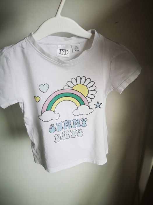 Lily & Dan biały t-shirt Sunny Days 98/104 cm 2-4 lata