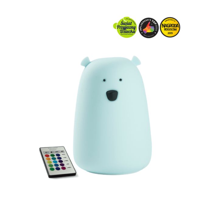 Miś Duży Lampka Silikonowa z Pilotem Niebieska - Rabbit & Friends