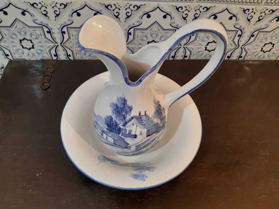 Jarro com bacia porcelana vintage, como novo