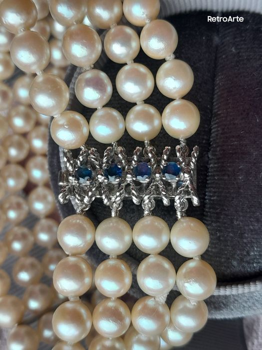 18cm Retro Bransoletka Złoto 585 Szafiry Perły Akoya WYCENA