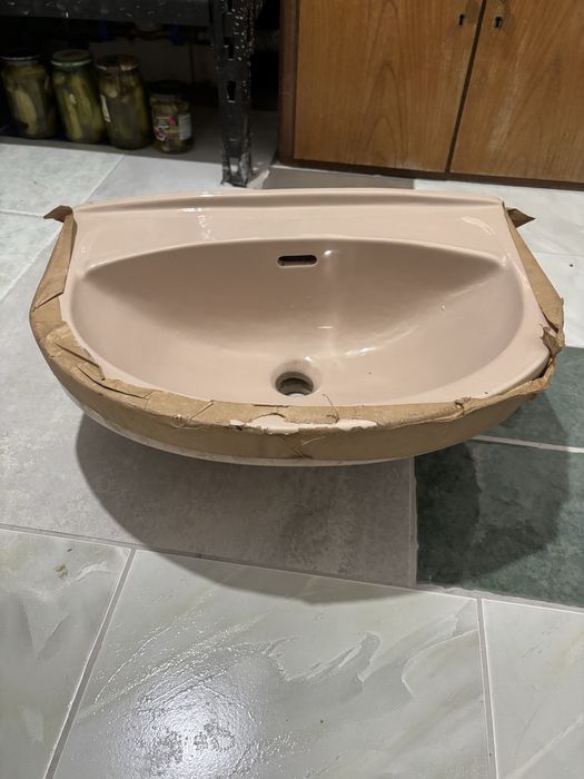 Umywalka retro - pudrowy brudny róż