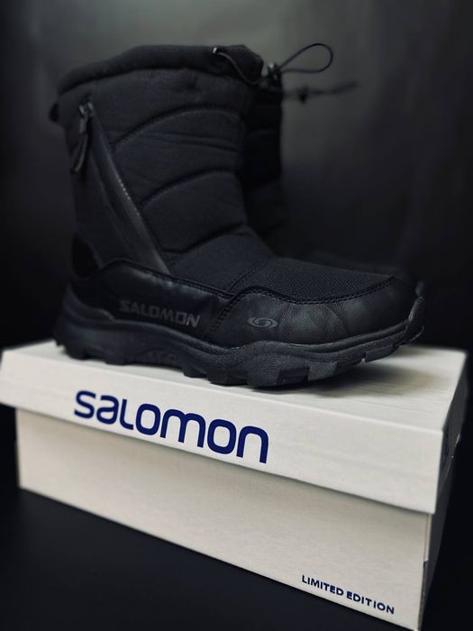 Чоловічі сапоги Salomon Чорні термо на хутрі чоботи Саломон