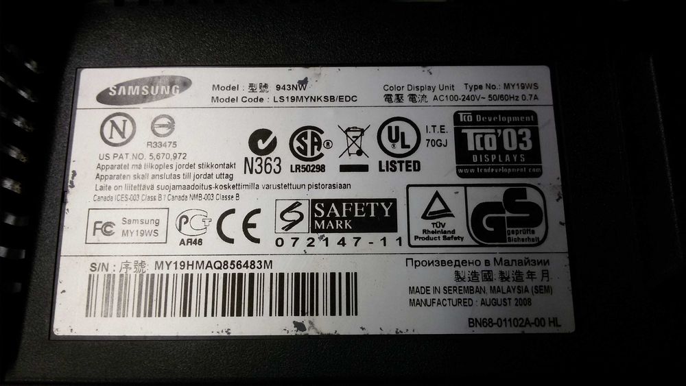 monitor tft samsung ls19