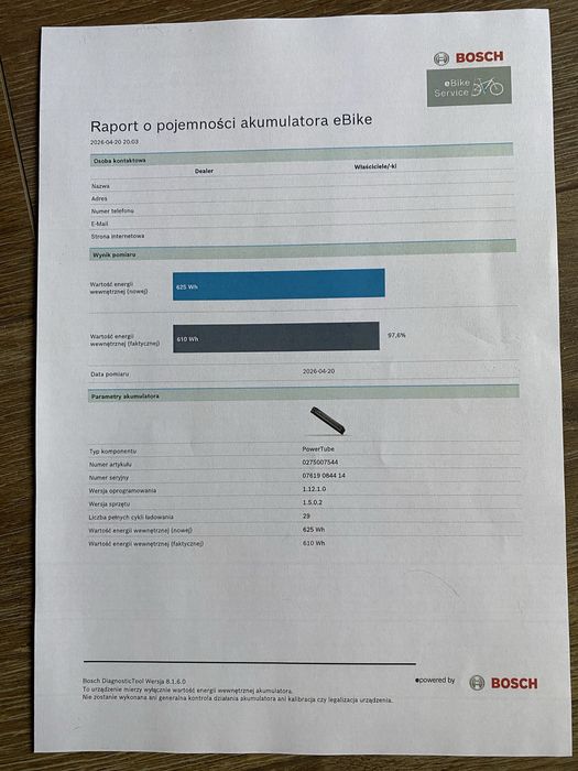 Bosch powertube 625 29 cykli