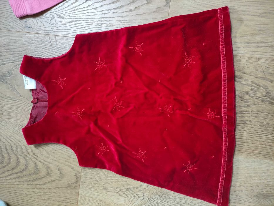 Sukienka z weluru dla dziewczynki 9 msc