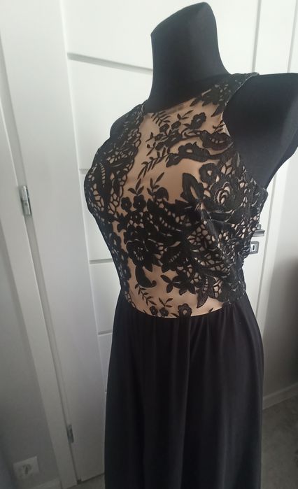 Piękna suknia Chiara czarna z beżem