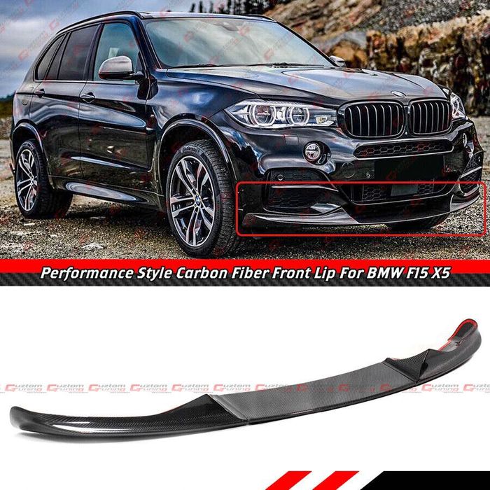 Накладка на передний бампер BMW X5 F15 сплитер губа БМВ Х5 Ф15 обвес юбка бампера