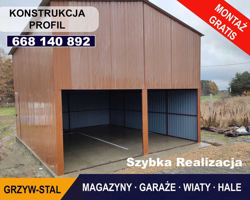 Wysoki Garaż Blaszany / Magazyn Blaszany / Wiata Blaszana - GrzwyStal*