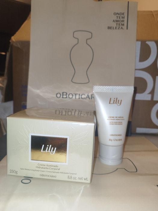 Creme hidratante corporal lily e creme hidratante para mãos lily
