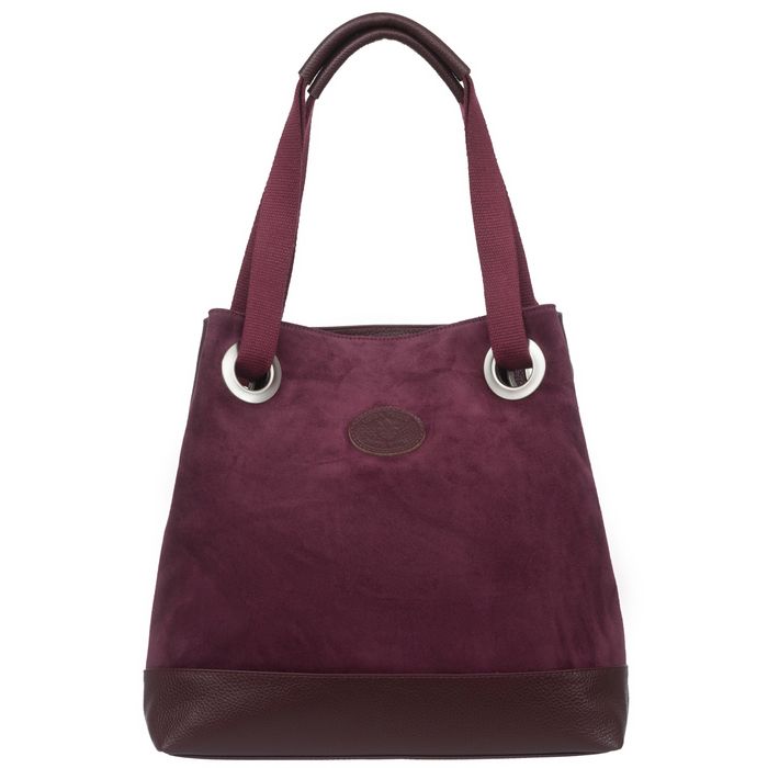VERA PELLE torebka damska zamszowa shopper z rączkami V707 c.bordowa