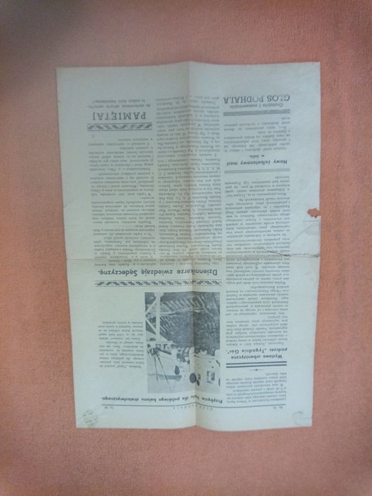 Dwie strony Głosu Podchala z lipca 1939 Roku. Sprzedam.