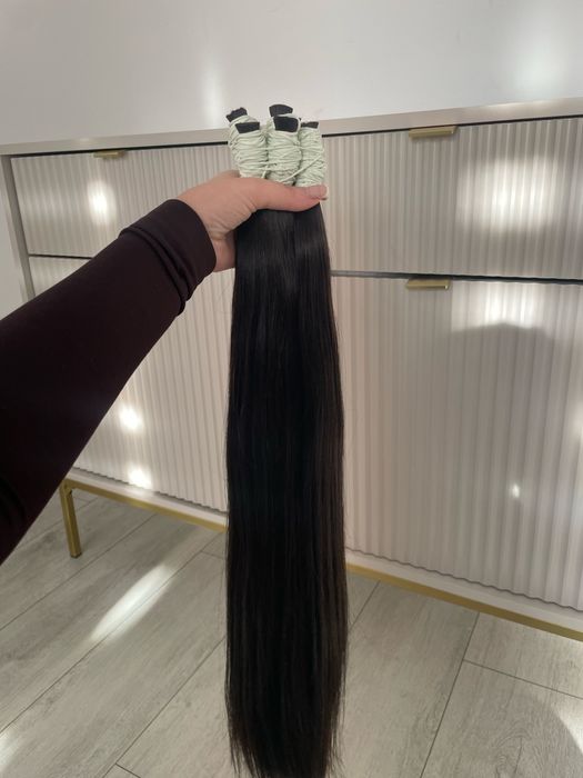 Włosy słowiańskie grube końce brąz