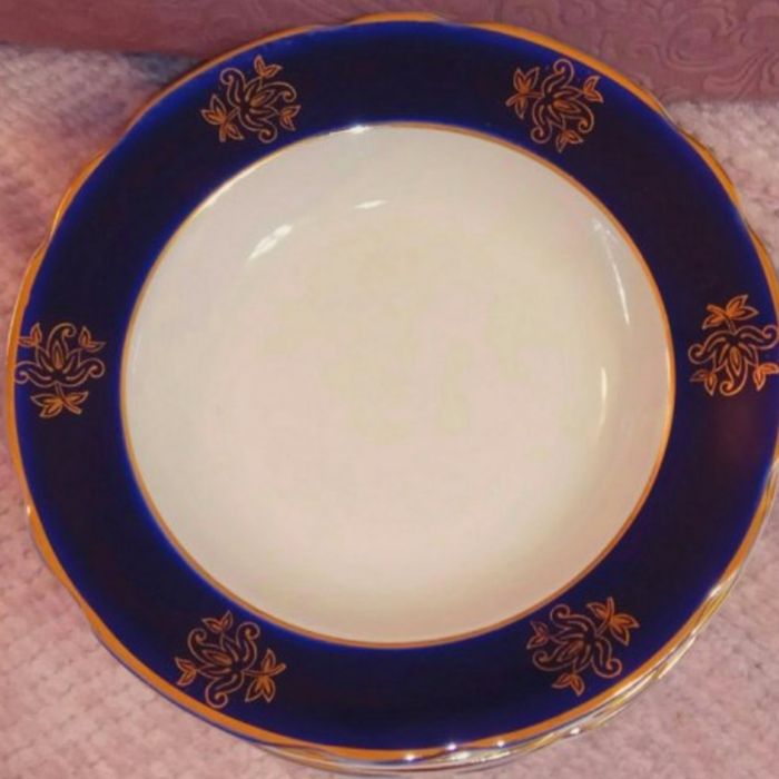 Тарелка СССР ,С кобальтом,позолота Коростень ретро