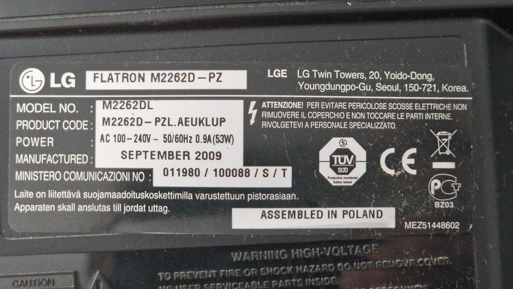 Fonte Alimentação LG AIP-0190A | TV LG M2262DL