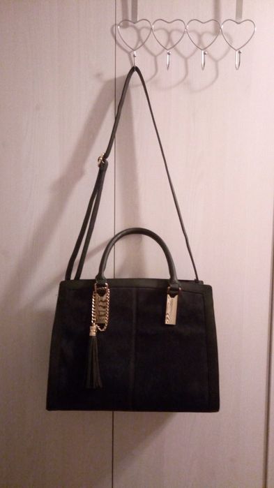 Torebka city bag z chwostem czarny/granatowy/złoty