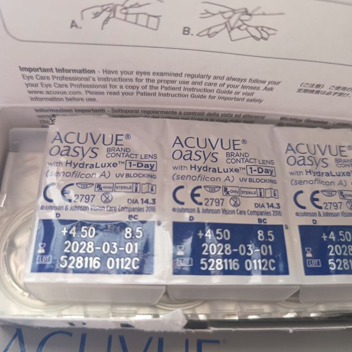 soczewki Acuvue Oasis 1-day 4 opakowania +4.5 i + 4.75