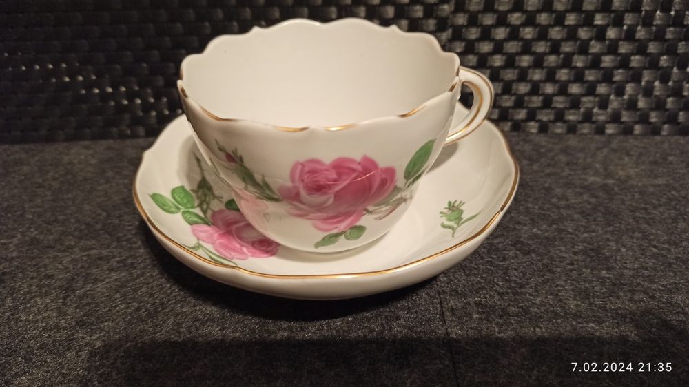 Porcelana MEISSEN DUO kawa Herbata Róża Miśnieńska