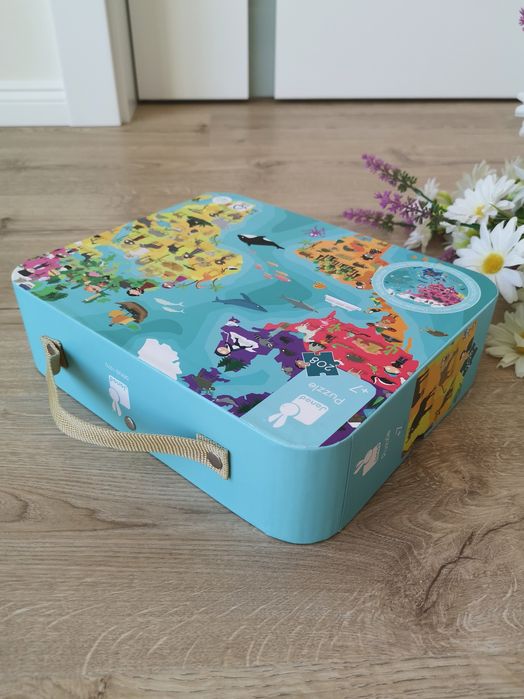 Puzzle dwustronne w walizce Janod "Błękitna planeta"