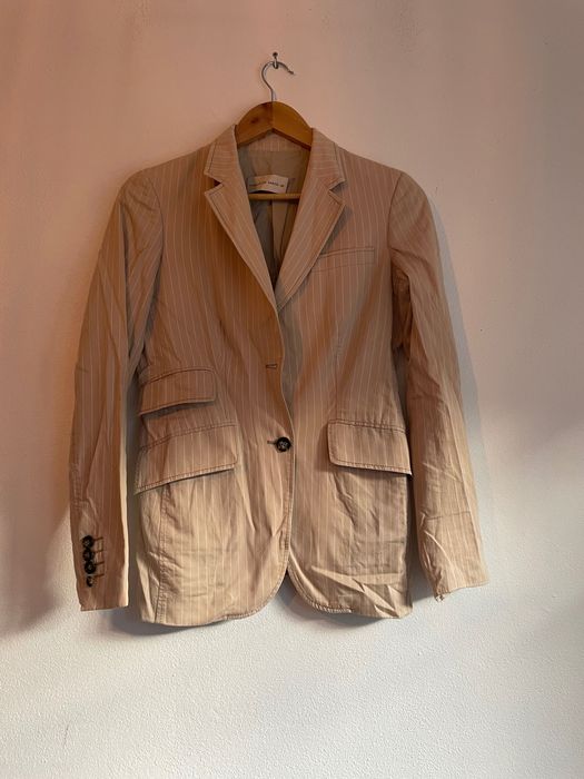 Blazer bege com riscas brancas