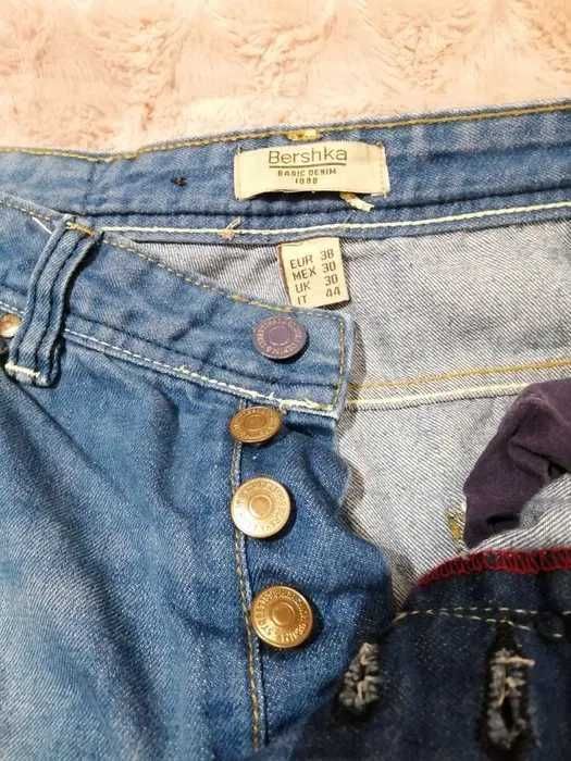 Jeansy Męskie BERSHKA | Rozmiar M | 100% Bawełna | Niebieskie Slim