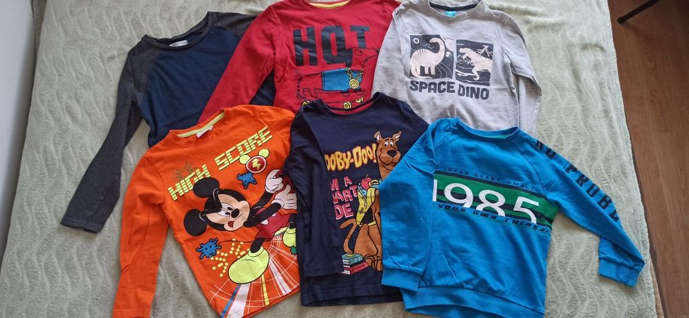 5 koszulek z długim rękawem Scooby-Doo, Miki + bluza rozm. 116