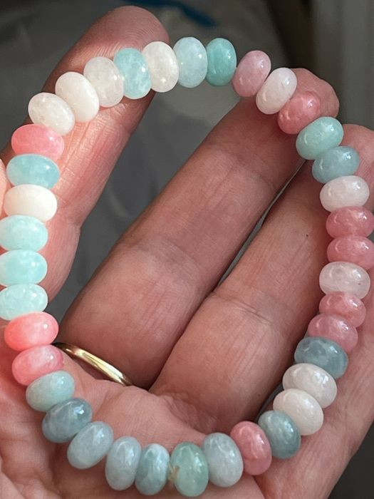 Bransoletka  z akwamarynów,  , morganitów