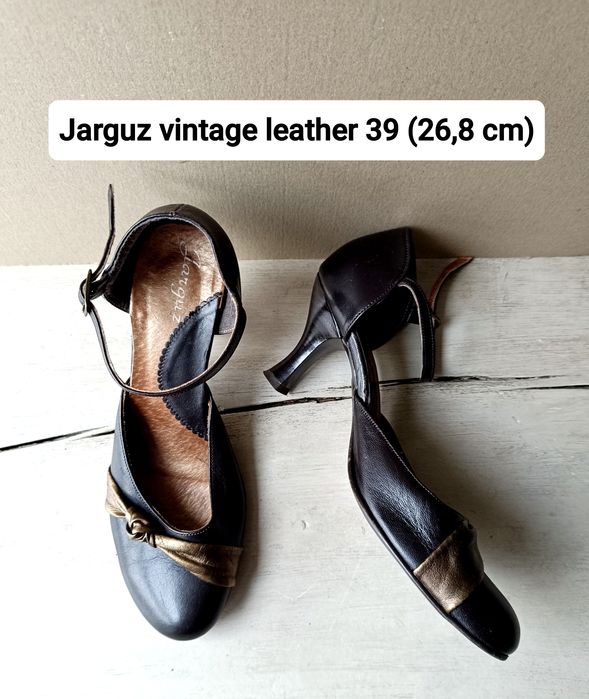 Czółenka pantofle Jarguz 39 40 vintage leather tango Art Déco retro