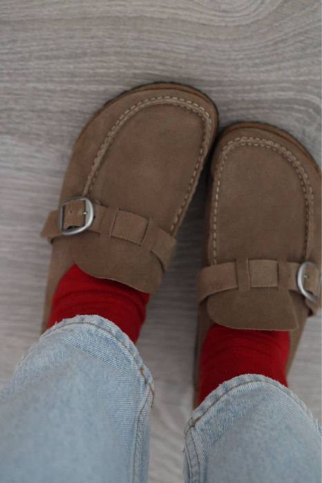 Замшеві шльопанці birkenstock buckley сабо