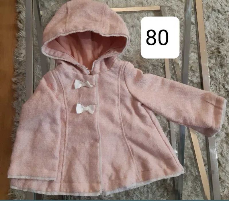 Płaszczyk różowy z kapturkiem roz. 80