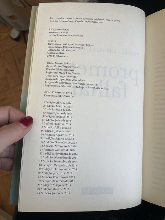 Livro Prometo Falhar de Pedro Chagas Freitas