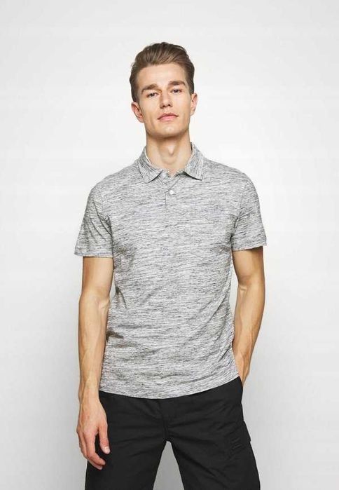 Koszulka polo męska Pier One XL szara bawełna casual