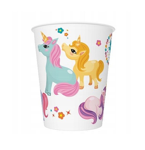 Kubki Kubeczki Papierowe Tęczowe Kucyki Jednorożce 250Ml 8Szt.