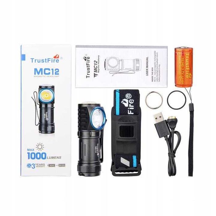 Mini Mocna Latarka Ręczna Czołowa 1000 Lumenów