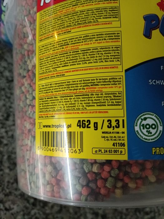 Comida para peixes - balde de 3,3litros