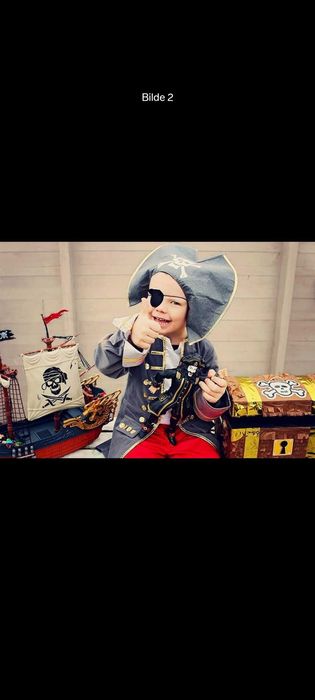 Strój karnawałowy pirat, kapitan, r.116, bluza, kapelusz